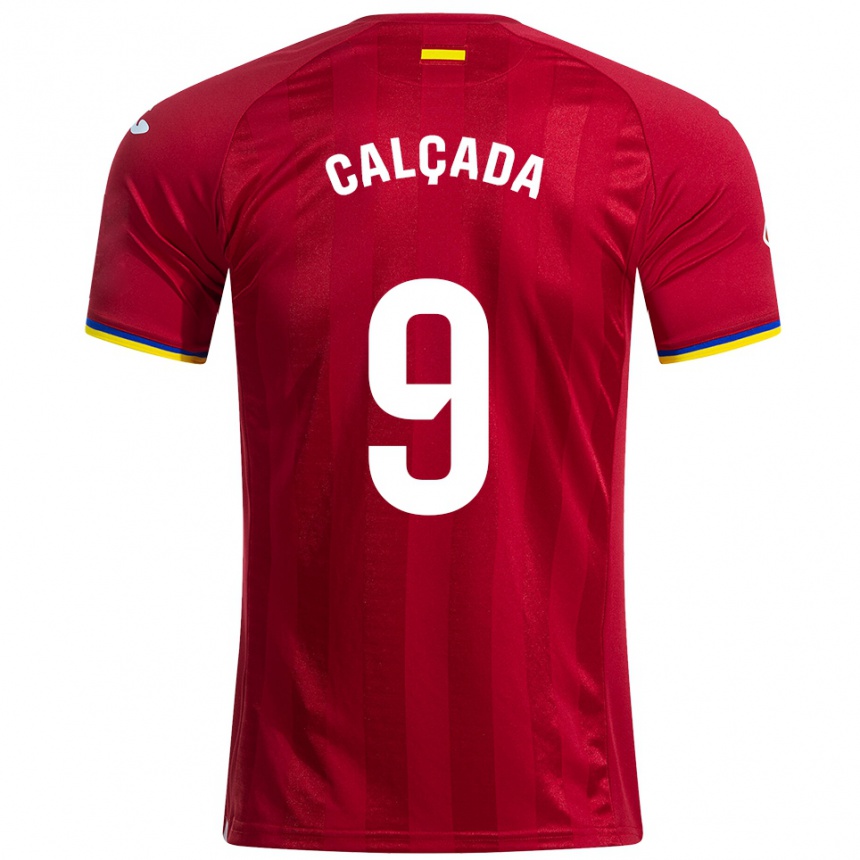 נשים כדורגל Gonzalo Calçada #9 אדום צהוב כחול הרחק ג'רזי 2025/26