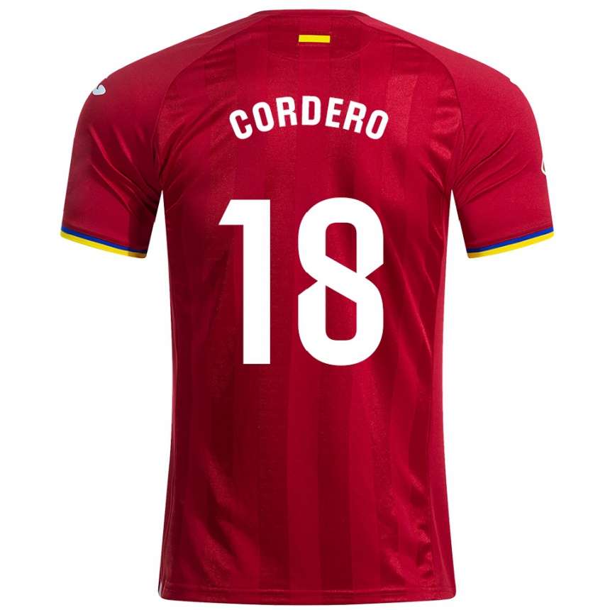 נשים כדורגל Alberto Cordero #18 אדום צהוב כחול הרחק ג'רזי 2025/26