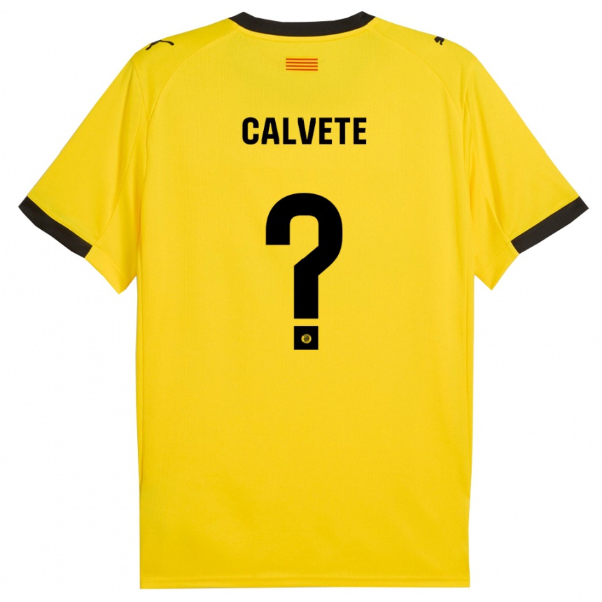 נשים כדורגל Pablo Calvete #0 צהוב שחור הרחק ג'רזי 2025/26