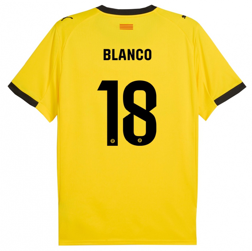 נשים כדורגל Aaron Blanco #18 צהוב שחור הרחק ג'רזי 2025/26