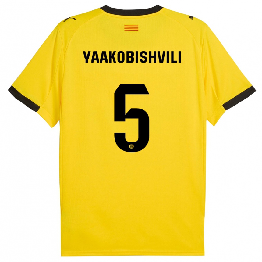 נשים כדורגל אנטאל יעקובישווילי #5 צהוב שחור הרחק ג'רזי 2025/26