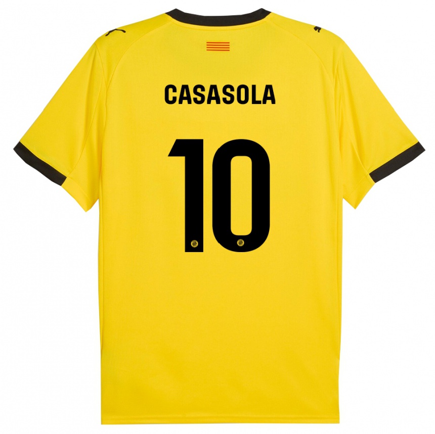נשים כדורגל Derek Casasola #10 צהוב שחור הרחק ג'רזי 2025/26