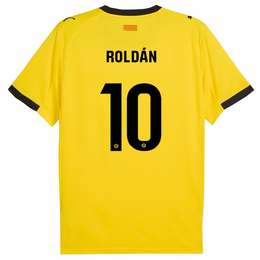 נשים כדורגל Marcos Roldán #10 צהוב שחור הרחק ג'רזי 2025/26