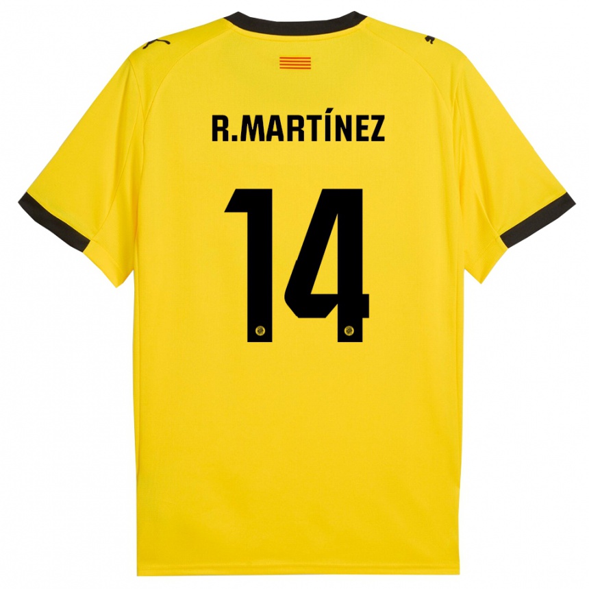 נשים כדורגל Raúl Martínez #14 צהוב שחור הרחק ג'רזי 2025/26
