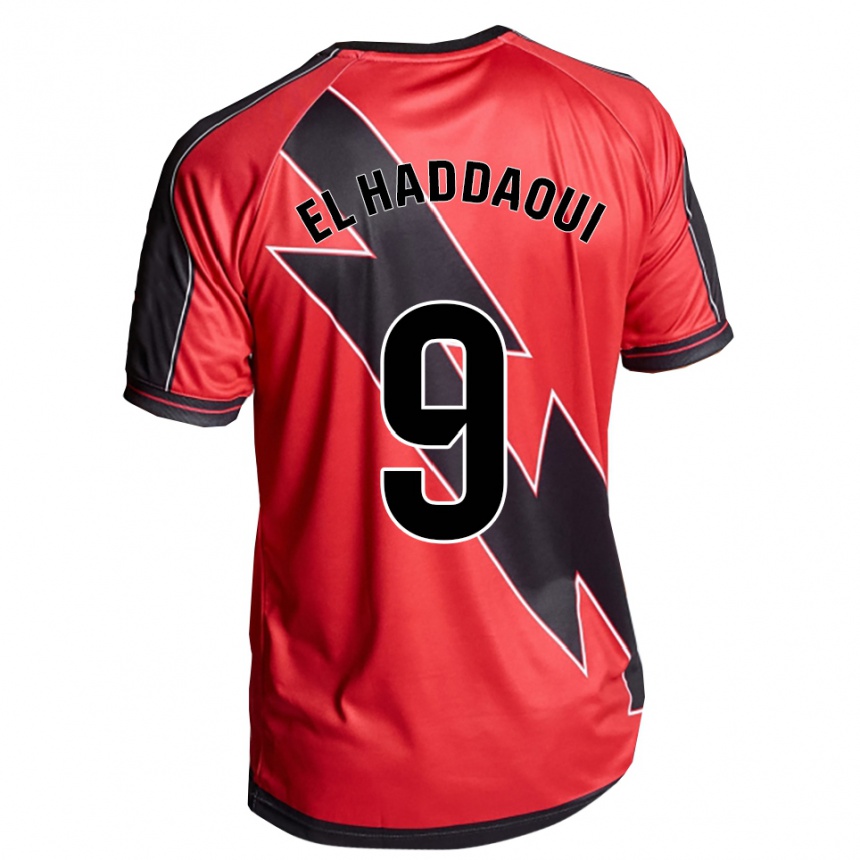 נשים כדורגל Hamza El Haddaoui #9 אדום שחור הרחק ג'רזי 2025/26