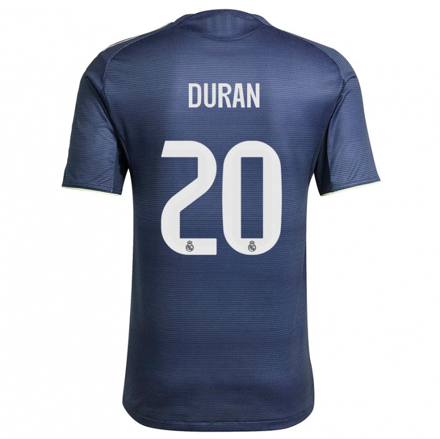 נשים כדורגל Pol Duran #20 כחול נייבי כסוף הרחק ג'רזי 2025/26