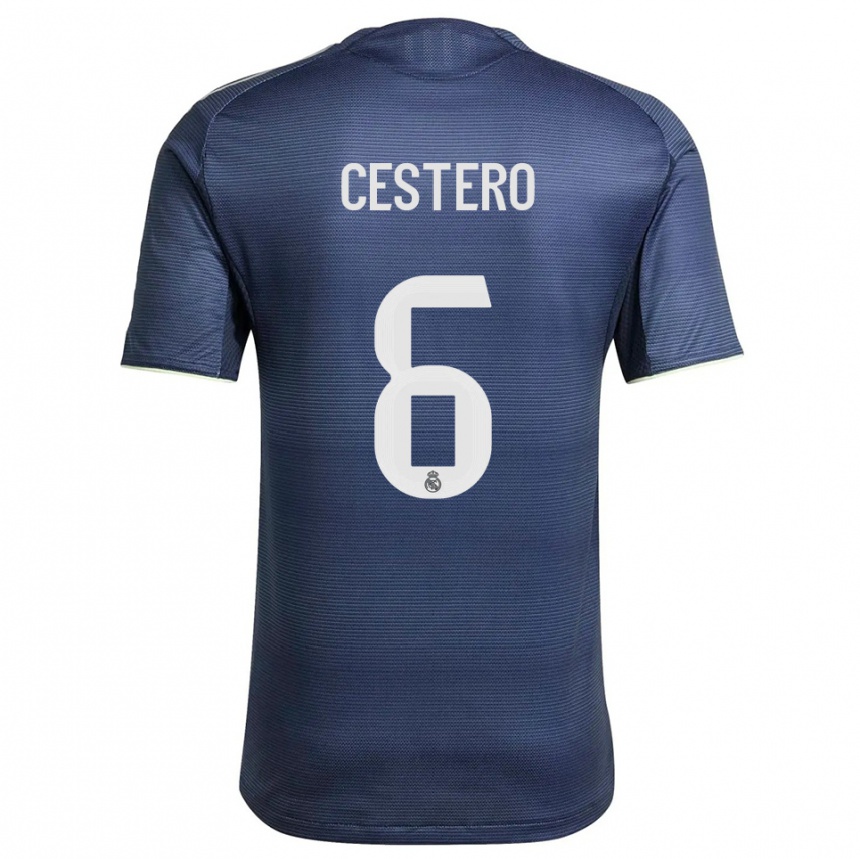 נשים כדורגל Jorge Cestero #6 כחול נייבי כסוף הרחק ג'רזי 2025/26