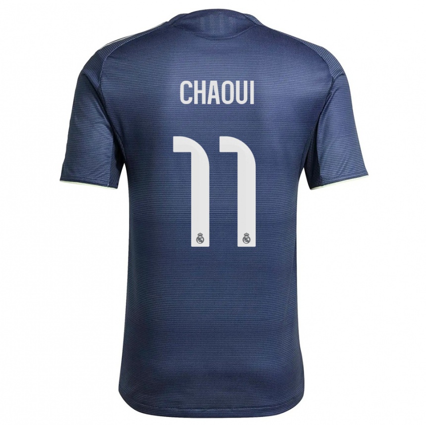 נשים כדורגל Omar Chaoui #11 כחול נייבי כסוף הרחק ג'רזי 2025/26