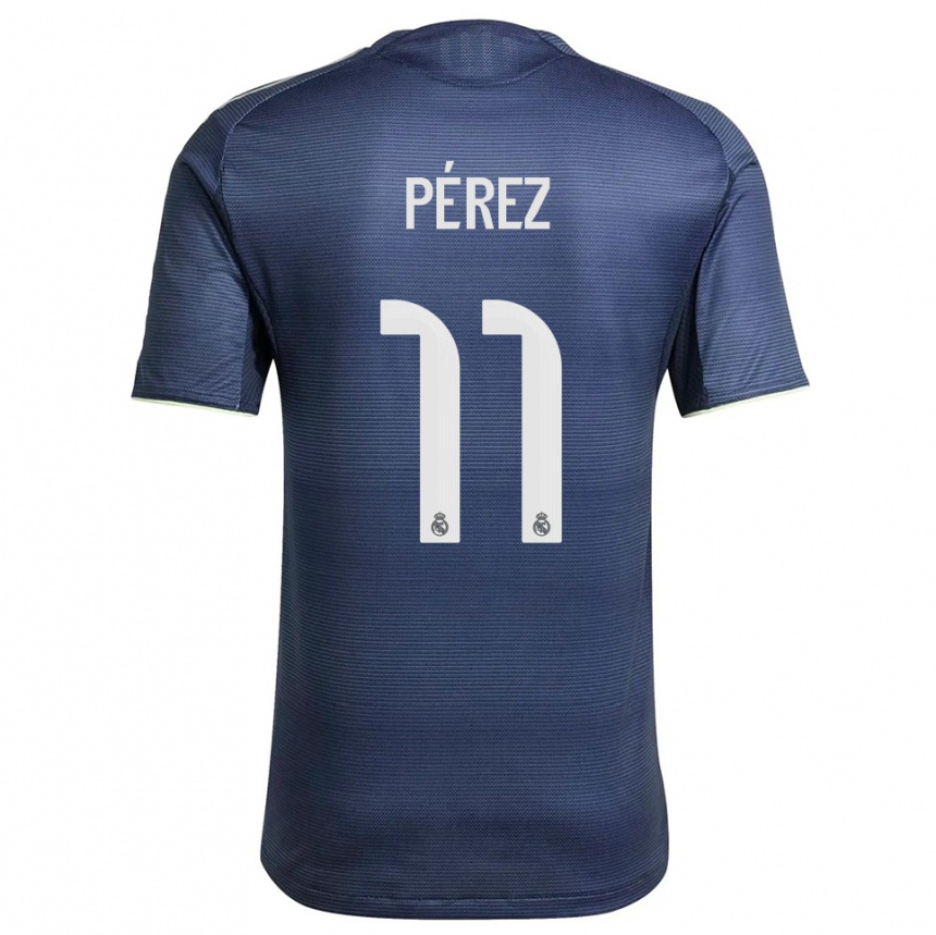 נשים כדורגל Adrián Pérez #11 כחול נייבי כסוף הרחק ג'רזי 2025/26