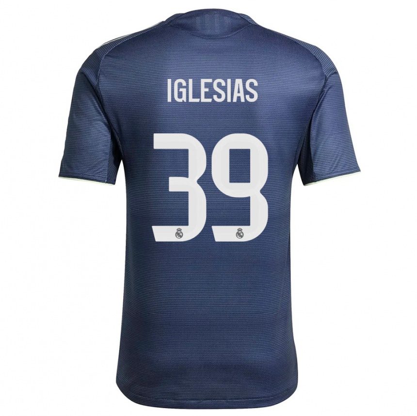 נשים כדורגל ברונו איגלסיאס #39 כחול נייבי כסוף הרחק ג'רזי 2025/26