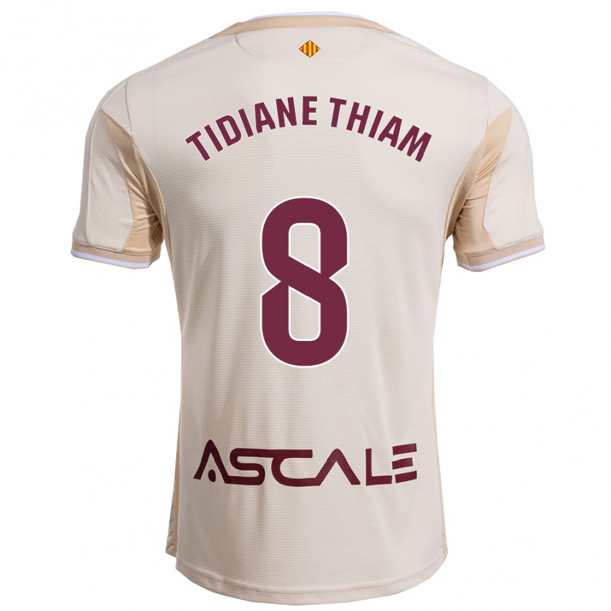 נשים כדורגל Cheikh Tidiane Thiam #8 לבן שמנת בורדו הרחק ג'רזי 2025/26