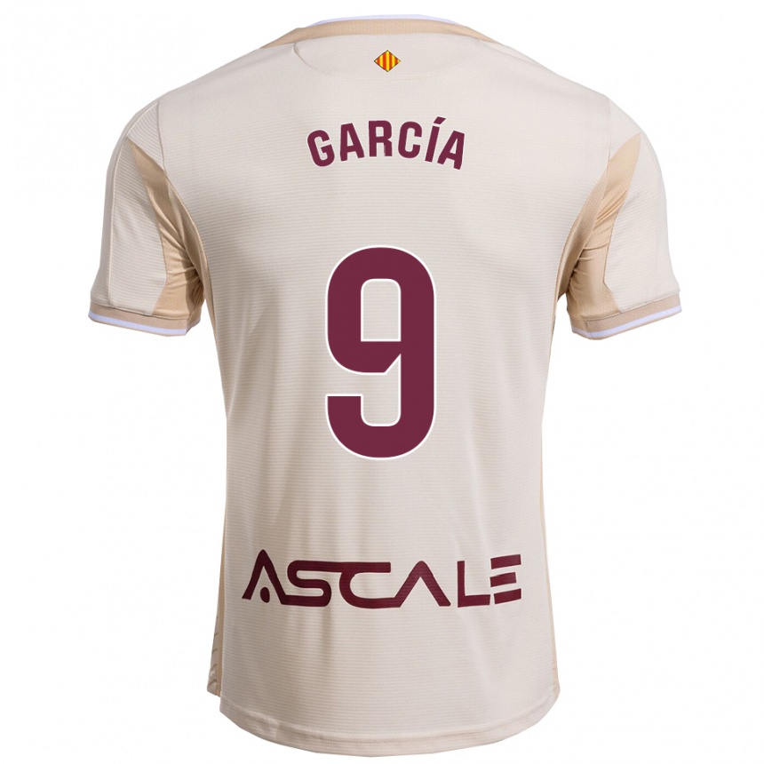 נשים כדורגל Albert García #9 לבן שמנת בורדו הרחק ג'רזי 2025/26