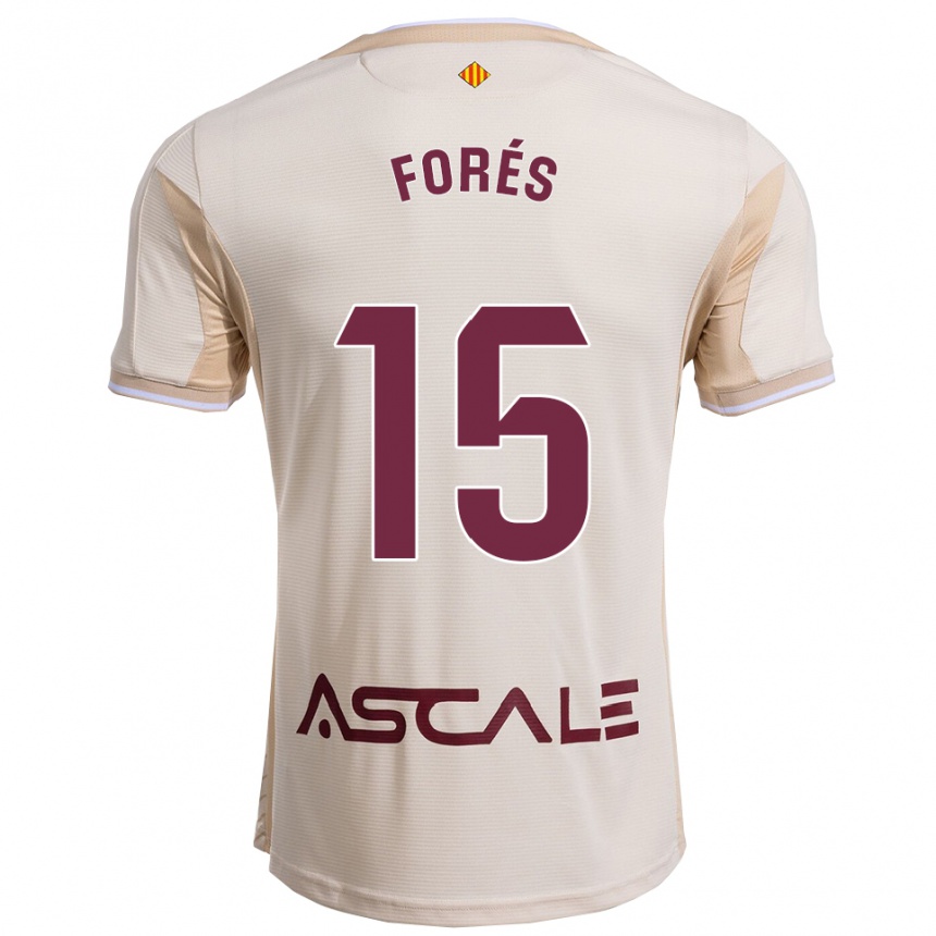 נשים כדורגל Arnau Forés #15 לבן שמנת בורדו הרחק ג'רזי 2025/26