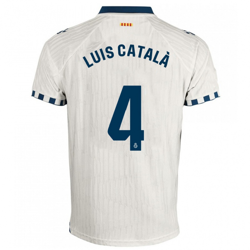 נשים כדורגל José Luis Català #4 לבן כחול הרחק ג'רזי 2025/26