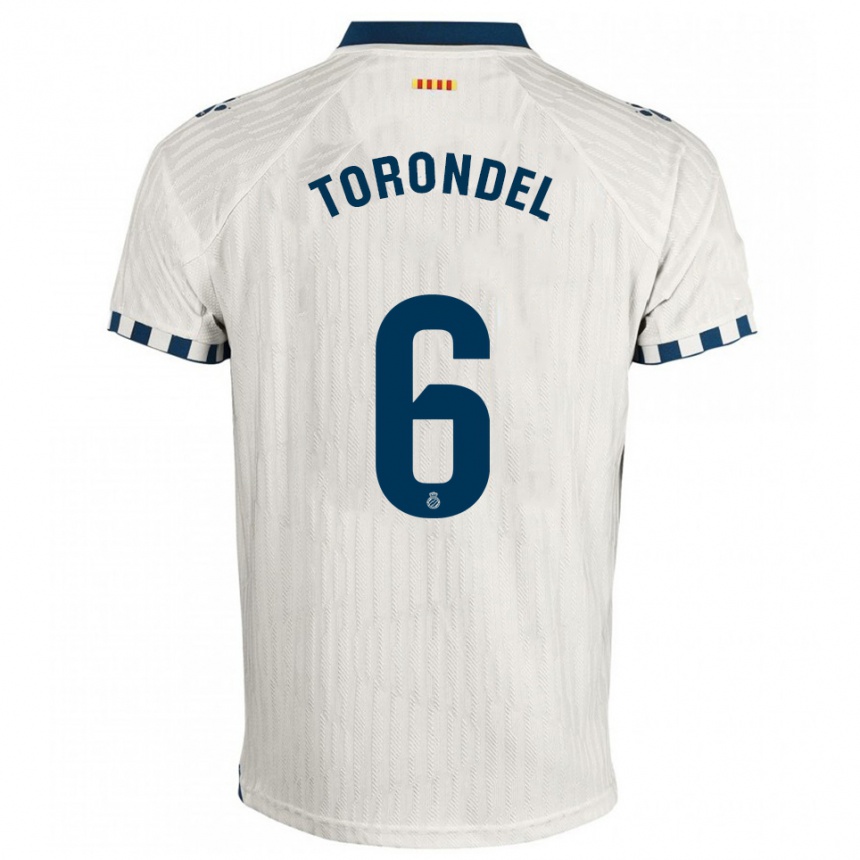 נשים כדורגל Hugo Torondel #6 לבן כחול הרחק ג'רזי 2025/26