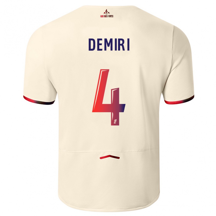 נשים כדורגל Andi Demiri #4 לבן שמנת אדום הרחק ג'רזי 2025/26