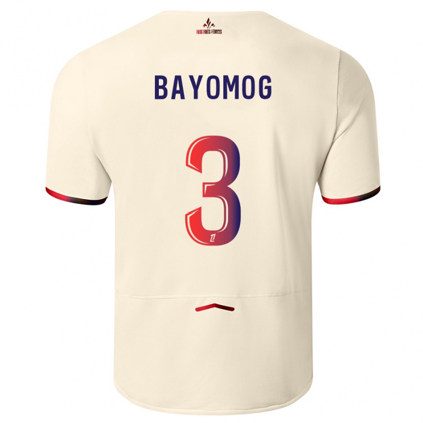 נשים כדורגל Hugo Bayomog #3 לבן שמנת אדום הרחק ג'רזי 2025/26