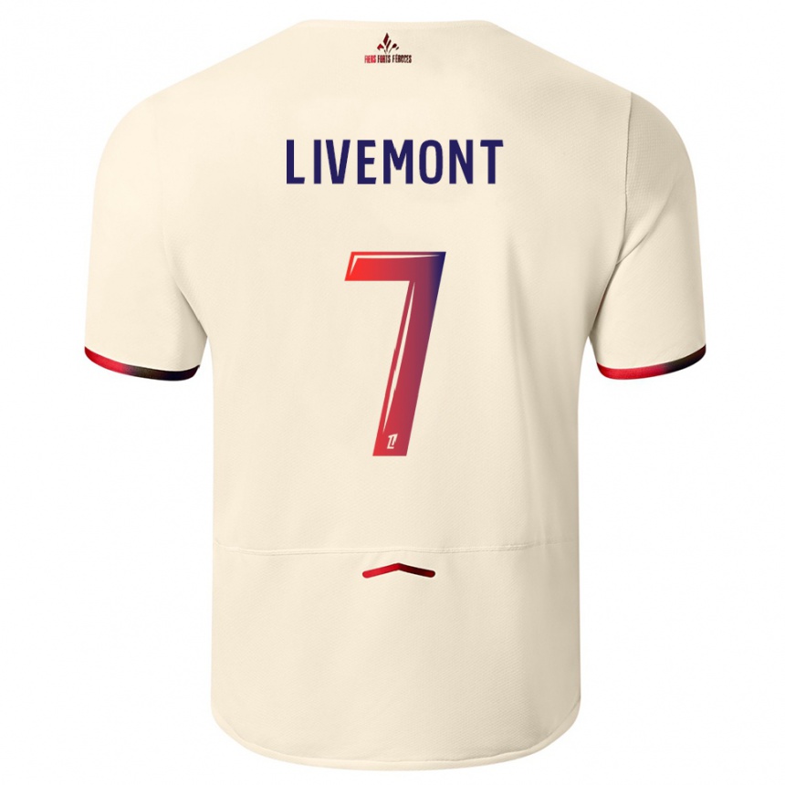 נשים כדורגל Antoine Livemont #7 לבן שמנת אדום הרחק ג'רזי 2025/26