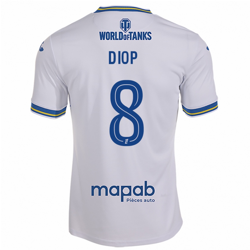 נשים כדורגל Samba Diop #8 לבן תכלת הרחק ג'רזי 2025/26