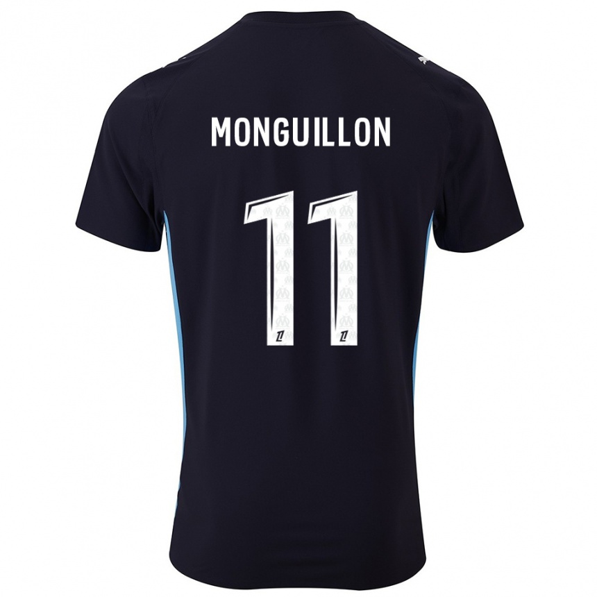 נשים כדורגל Coralie Monguillon #11 שחור תכלת הרחק ג'רזי 2025/26