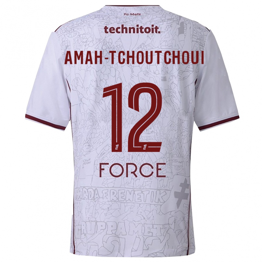 נשים כדורגל Marco Amah-Tchoutchoui #12 לבן בורדו הרחק ג'רזי 2025/26