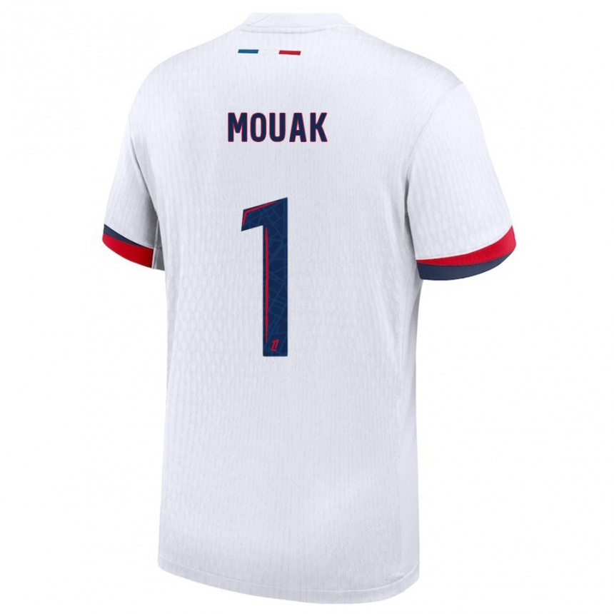 נשים כדורגל Adam Mouak #1 לבן אדום הרחק ג'רזי 2025/26