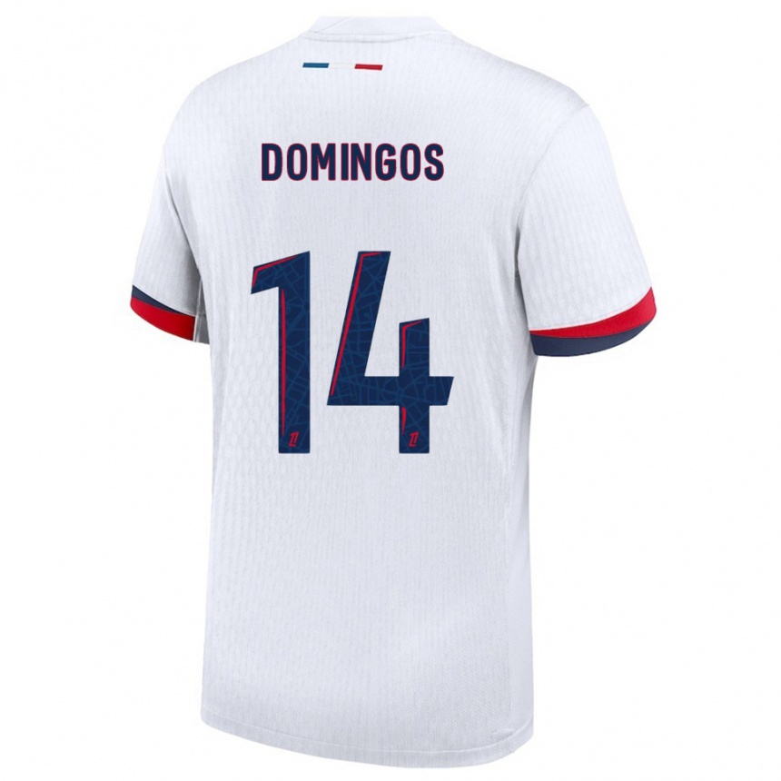 נשים כדורגל Fabio Domingos #14 לבן אדום הרחק ג'רזי 2025/26