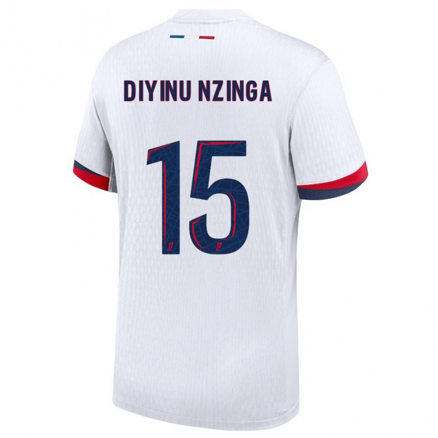 נשים כדורגל Vainqueur Diyinu Nzinga #15 לבן אדום הרחק ג'רזי 2025/26