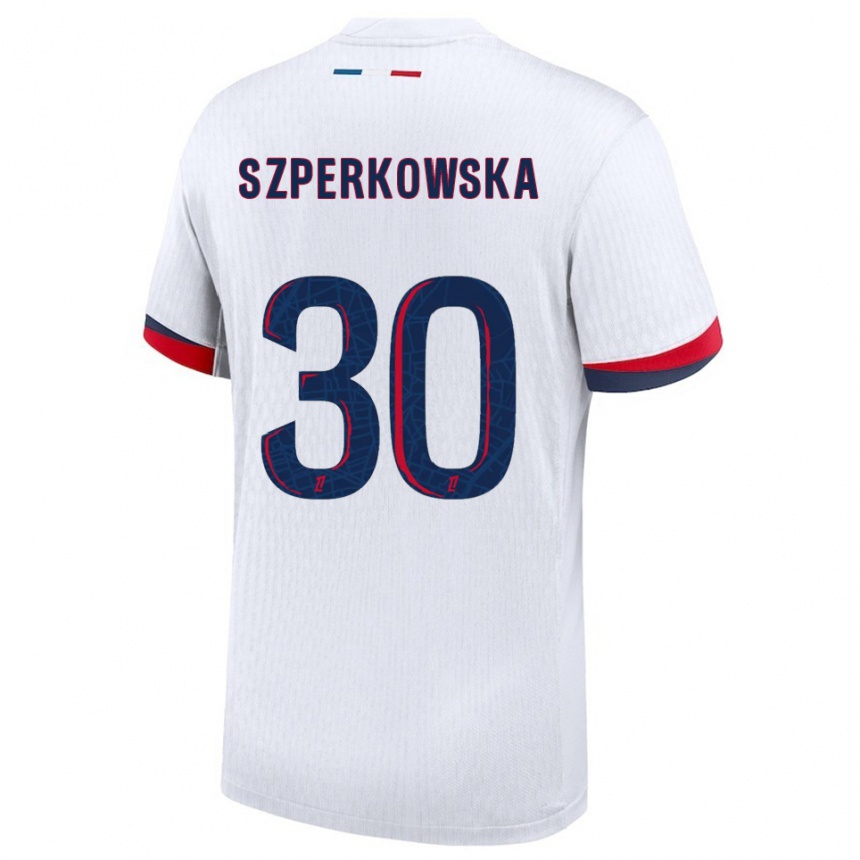 נשים כדורגל Oliwia Szperkowska #30 לבן אדום הרחק ג'רזי 2025/26