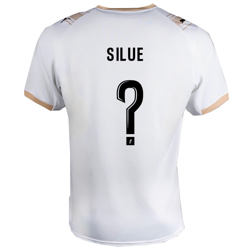 נשים כדורגל Ange Silue #0 לבן שחור הרחק ג'רזי 2025/26