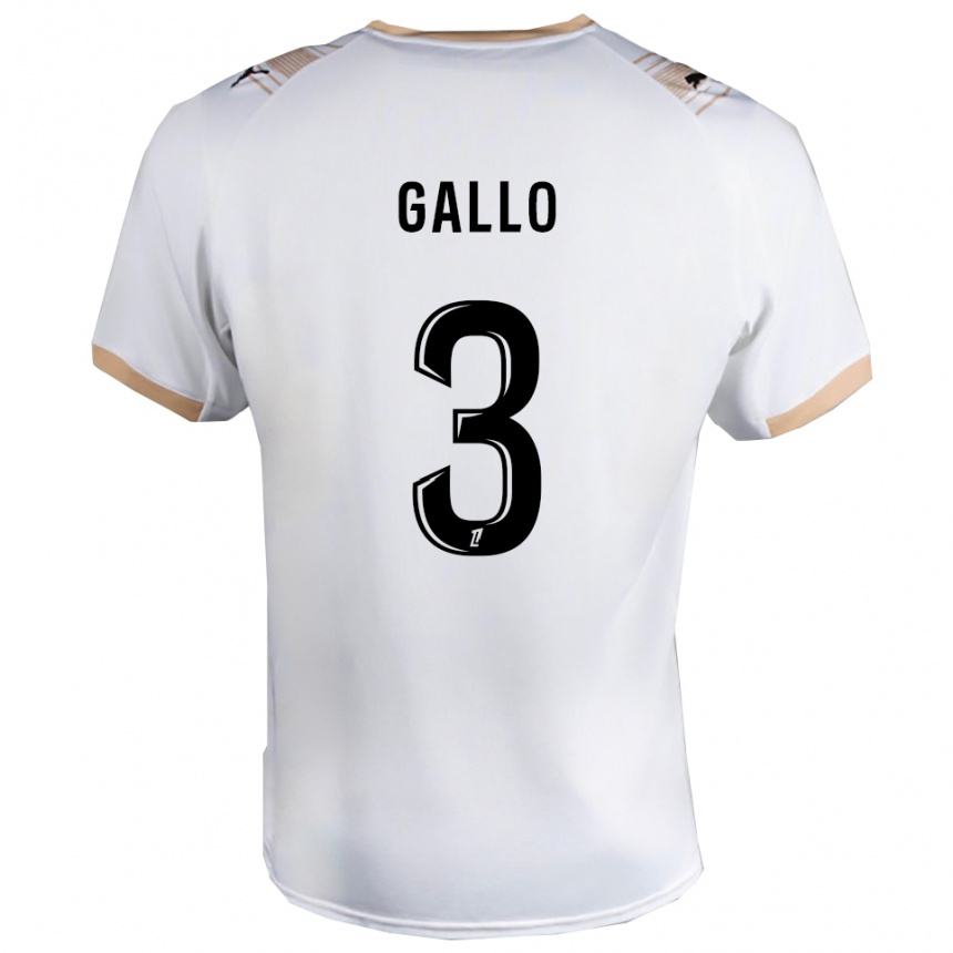 נשים כדורגל Noan Gallo #3 לבן שחור הרחק ג'רזי 2025/26