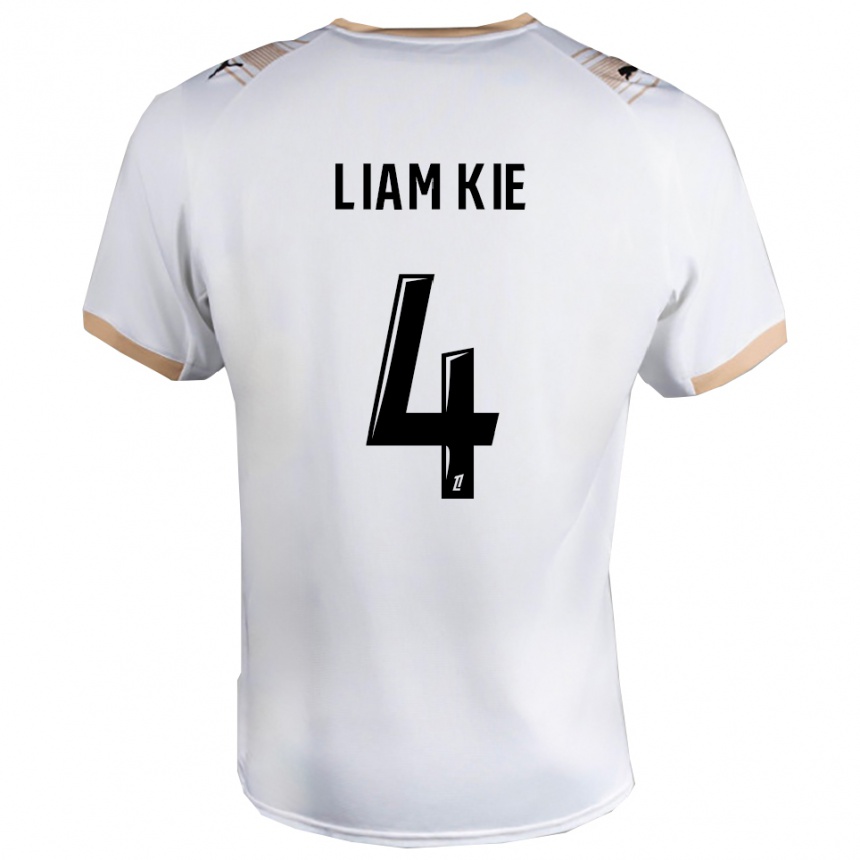 נשים כדורגל Khalil Liam Kie #4 לבן שחור הרחק ג'רזי 2025/26