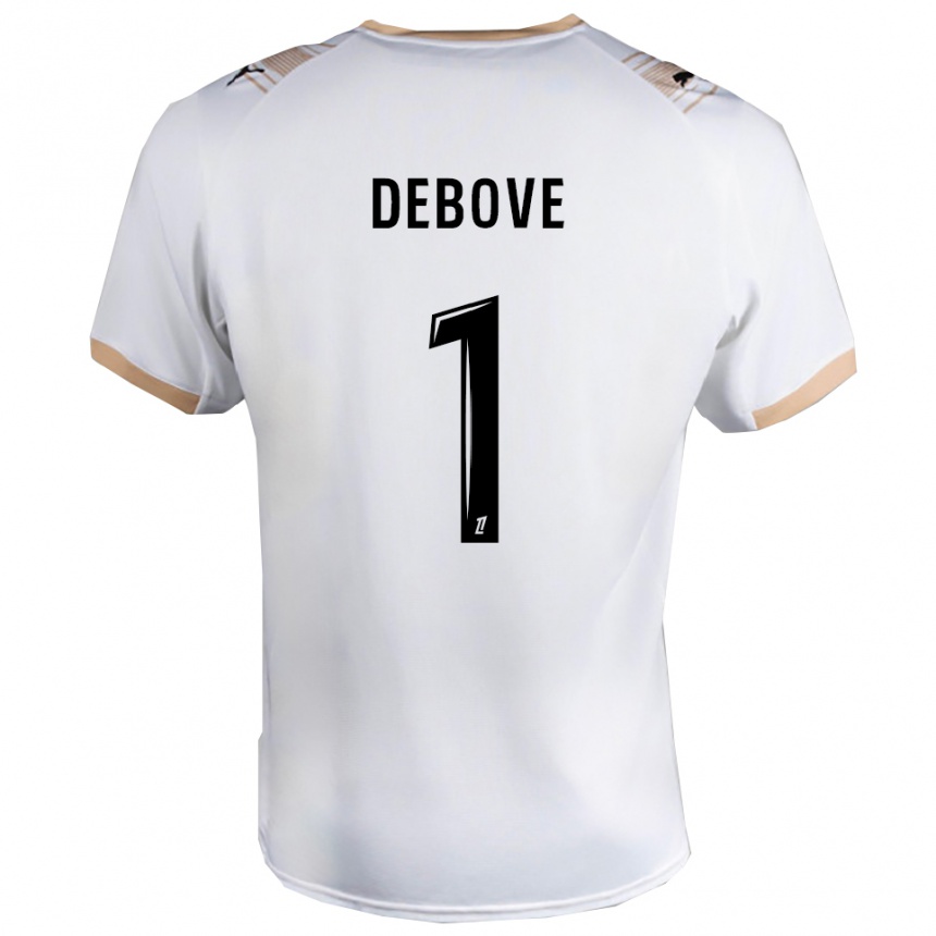 נשים כדורגל Maxime Debove #1 לבן שחור הרחק ג'רזי 2025/26