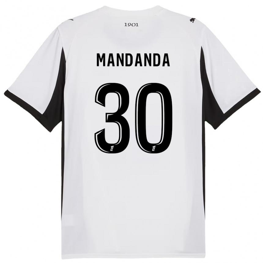 נשים כדורגל סטיב מנדנדה #30 לבן שחור הרחק ג'רזי 2025/26