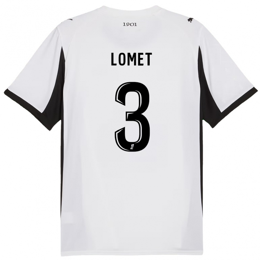 נשים כדורגל Ruben Lomet #3 לבן שחור הרחק ג'רזי 2025/26