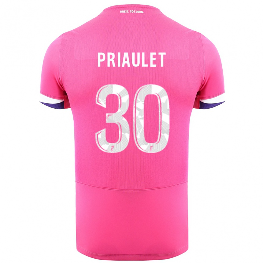 נשים כדורגל Anaïs Priaulet #30 ורוד לבן הרחק ג'רזי 2025/26