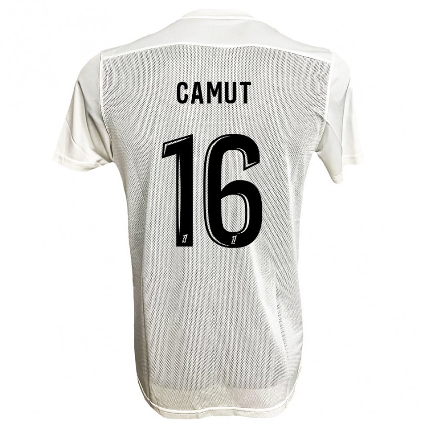 נשים כדורגל Maël Camut #16 שחור לבן הרחק ג'רזי 2025/26