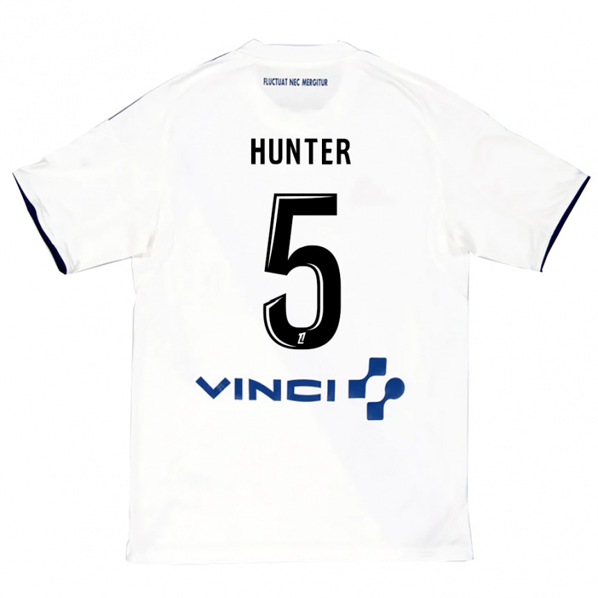 נשים כדורגל Sarah Hunter #5 לבן כחול הרחק ג'רזי 2025/26