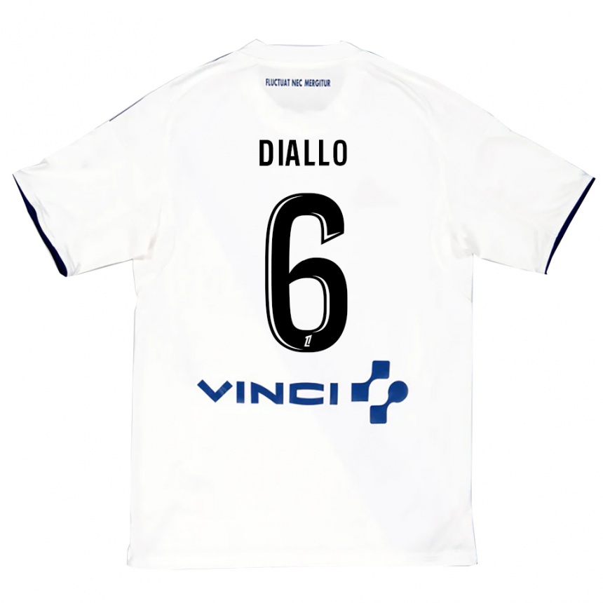 נשים כדורגל Ibrahim Diallo #6 לבן כחול הרחק ג'רזי 2025/26
