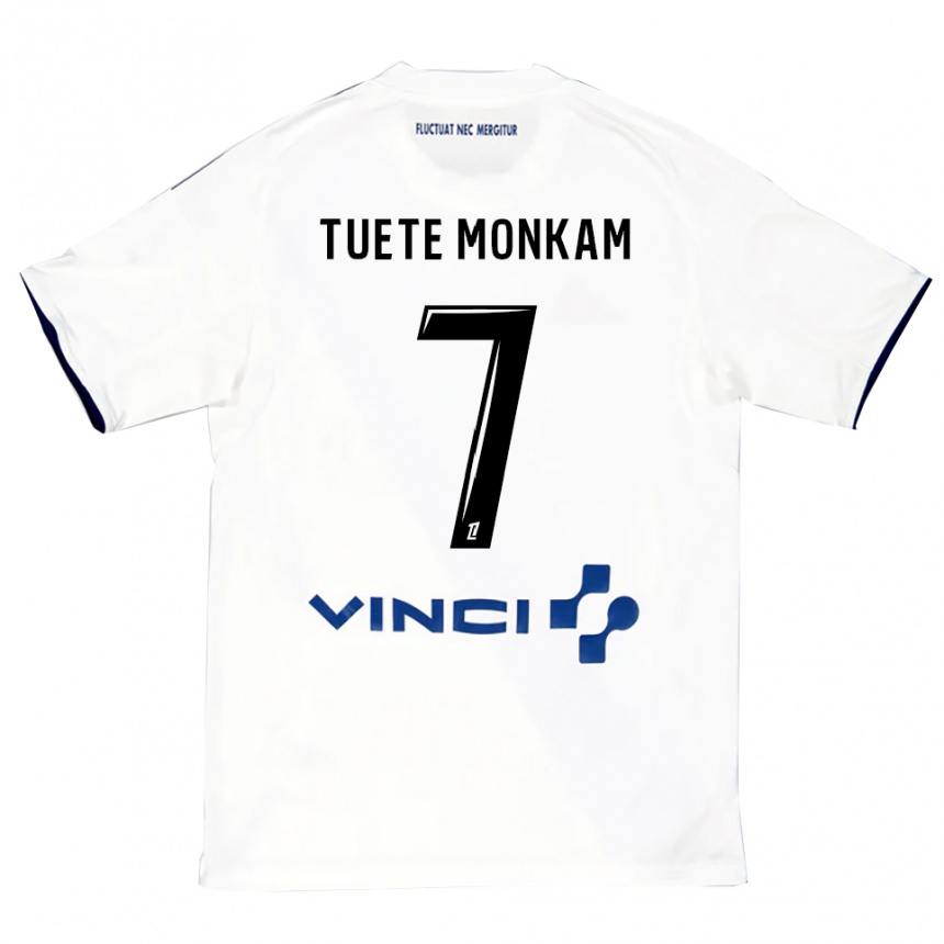 נשים כדורגל Malcolm Tuete Monkam #7 לבן כחול הרחק ג'רזי 2025/26