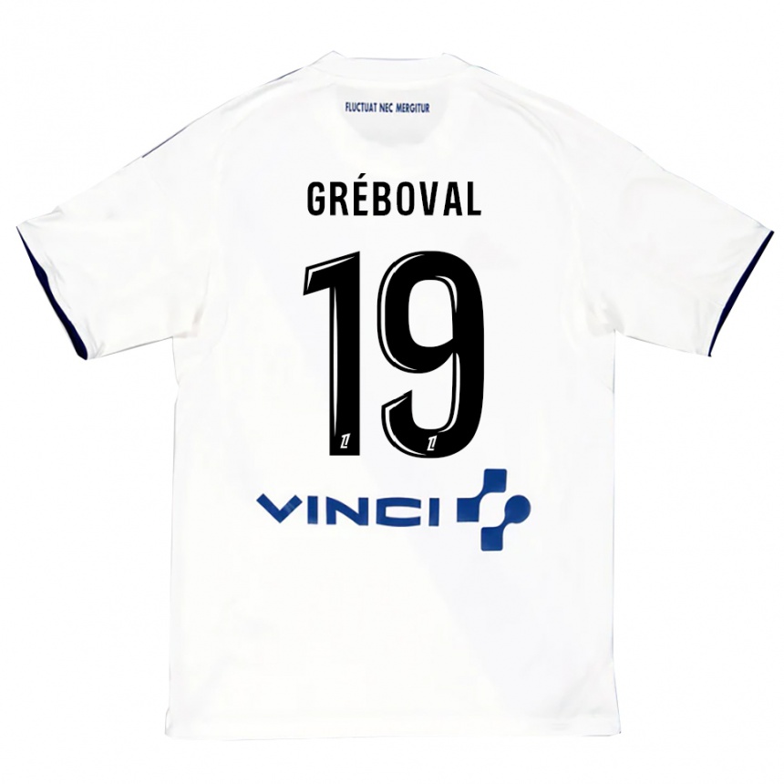 נשים כדורגל תאה גרבובל #19 לבן כחול הרחק ג'רזי 2025/26