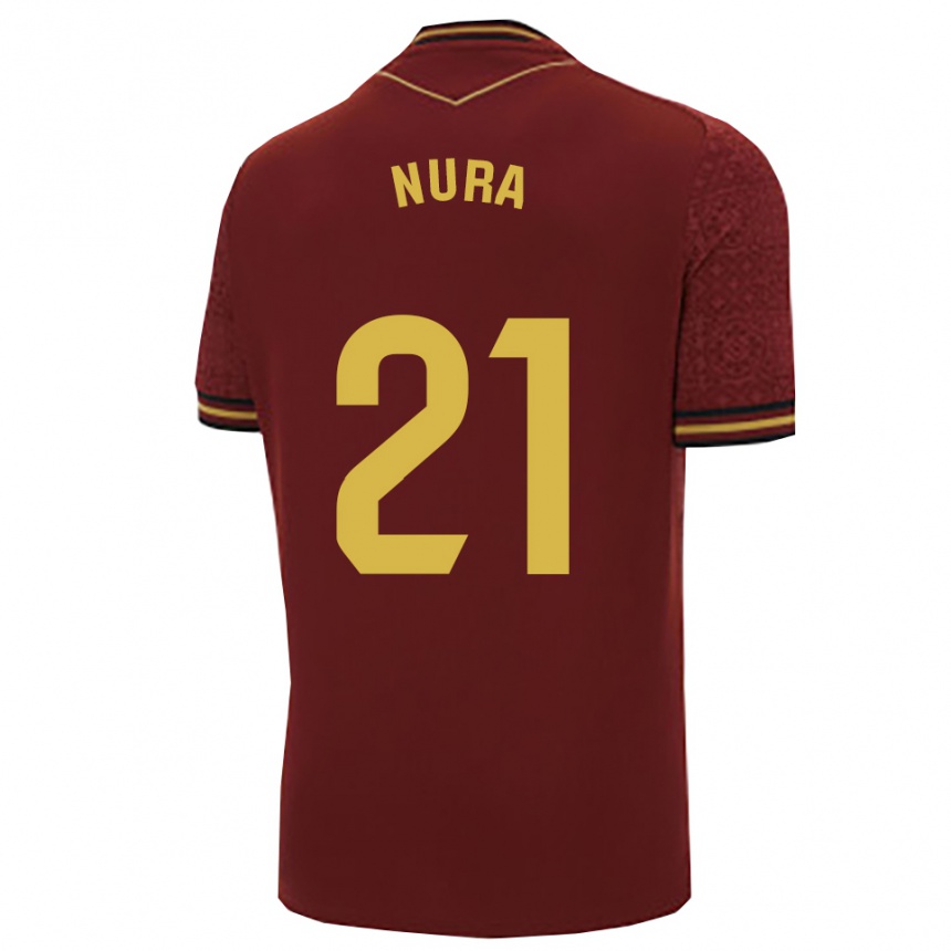 נשים כדורגל Nura Hegazy Ceballos #21 בורדו זהב הרחק ג'רזי 2025/26