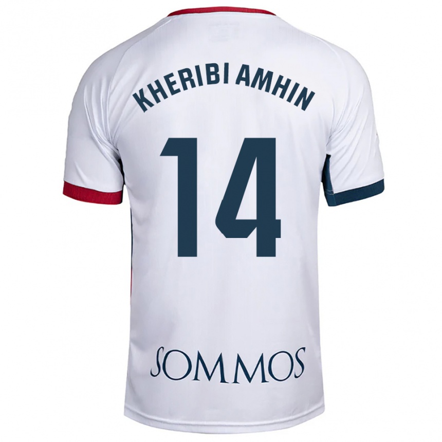 נשים כדורגל Nabil Kheribi Amhin #14 לבן אדום הרחק ג'רזי 2025/26