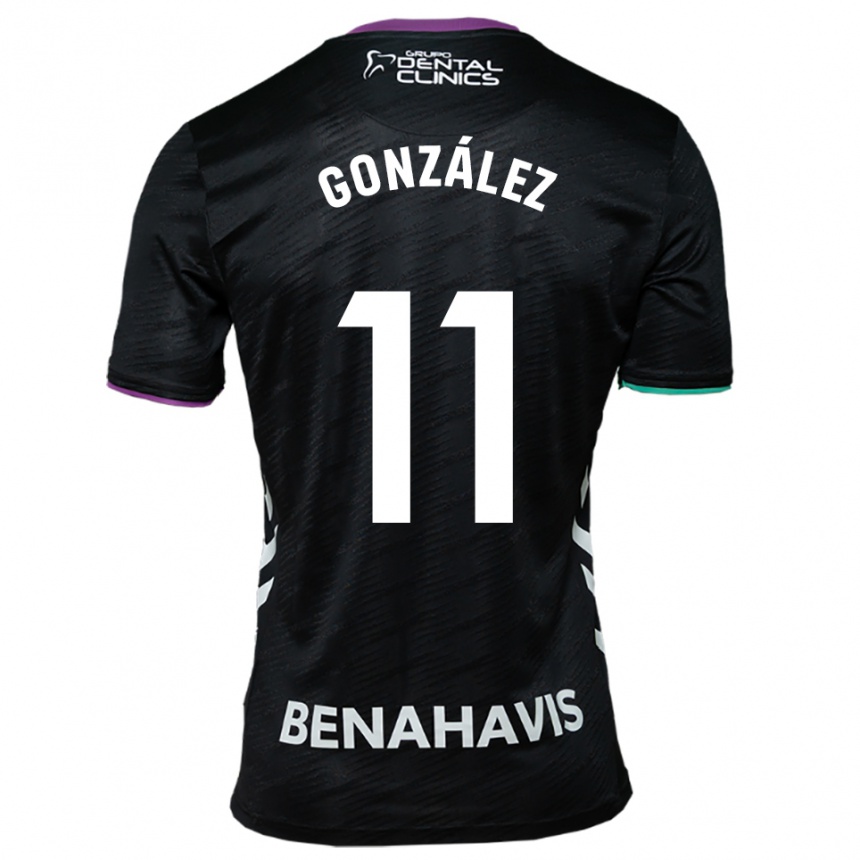 נשים כדורגל Óscar González #11 שחור סגול ירוק הרחק ג'רזי 2025/26