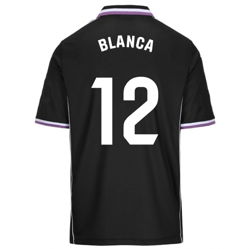 נשים כדורגל Blanca Serrano Llanos #12 סגול שחור הרחק ג'רזי 2025/26