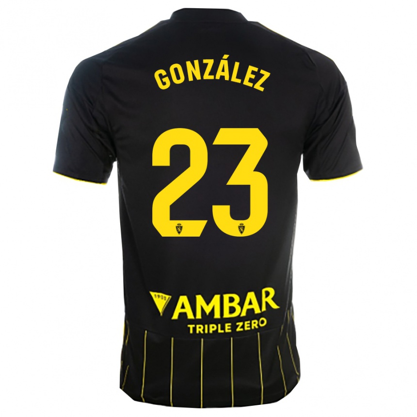 נשים כדורגל Álex González #23 שחור צהוב הרחק ג'רזי 2025/26