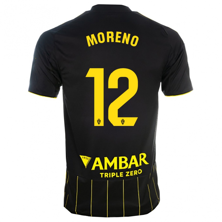 נשים כדורגל Eloy Moreno #12 שחור צהוב הרחק ג'רזי 2025/26