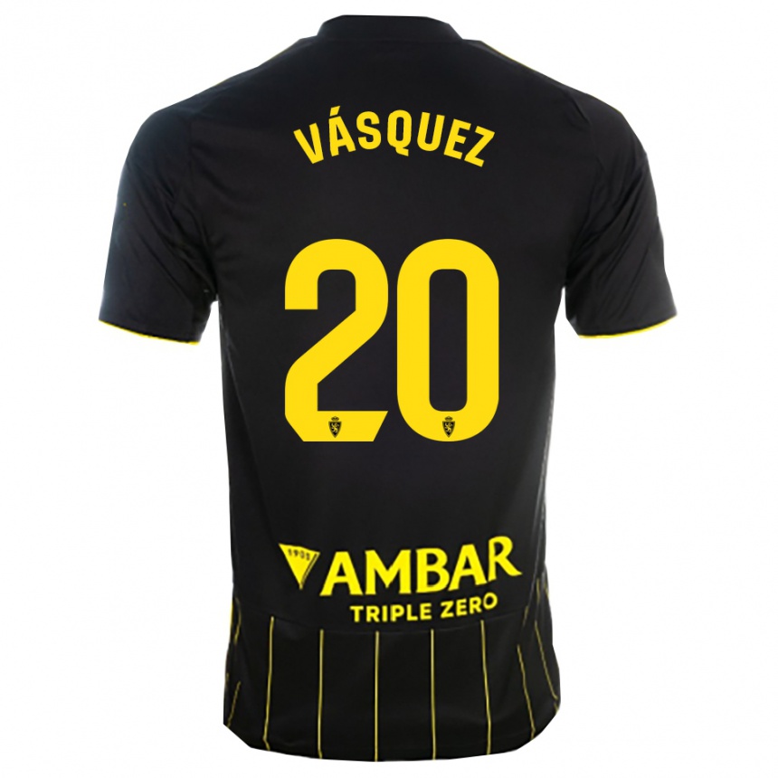 נשים כדורגל José Vásquez #20 שחור צהוב הרחק ג'רזי 2025/26