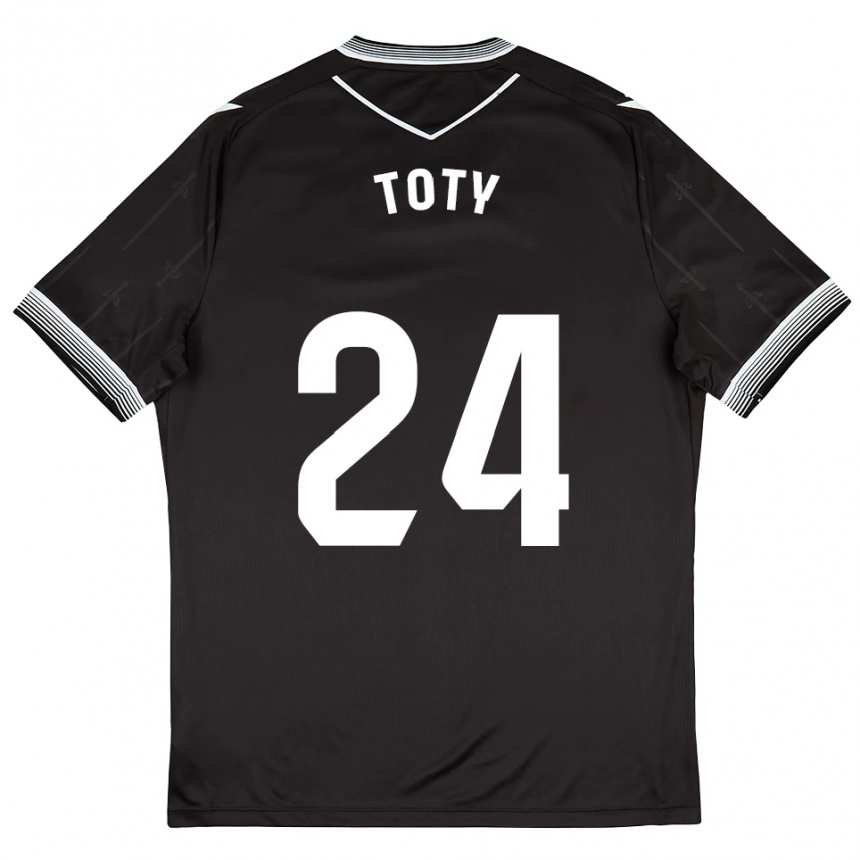 נשים כדורגל Lasme Toty #24 שחור לבן הרחק ג'רזי 2025/26