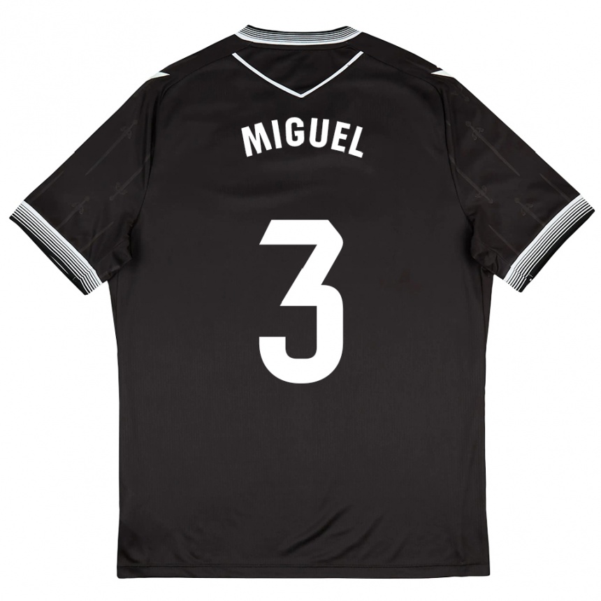 נשים כדורגל פלוריאן מיגל #3 שחור לבן הרחק ג'רזי 2025/26